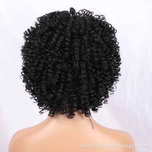 Good black short wave kinky curly brazillian attached wig grip headband hair accessories synthetic headband wigs for black women